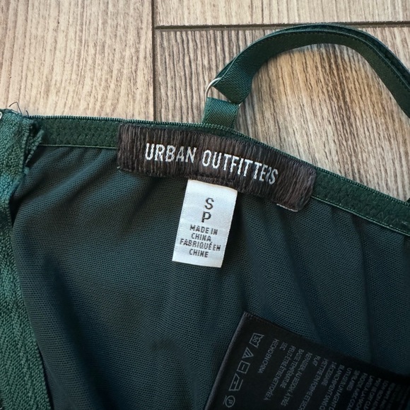 Urban Outfitters Green Satin Crop Top Bustier Corset S Back Zip - Picture 5 of 7